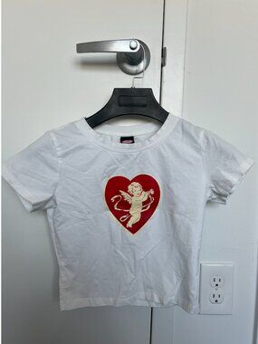 Cherry Kitten Trumpet Cupid Y2K Baby Tee
